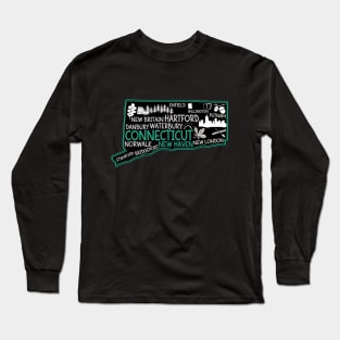 Connecticut New Haven cute map New Haven Enfield Willington Putnam Norwalk Stamford Bridgeport Long Sleeve T-Shirt